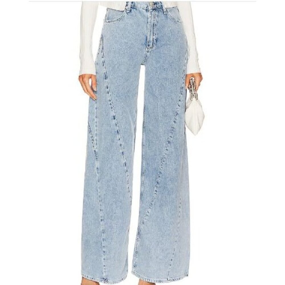 Rag & bone Sofie Splice HR Wide Leg Jean Alisha Relaxed Fit Ss 28 MSPR 325